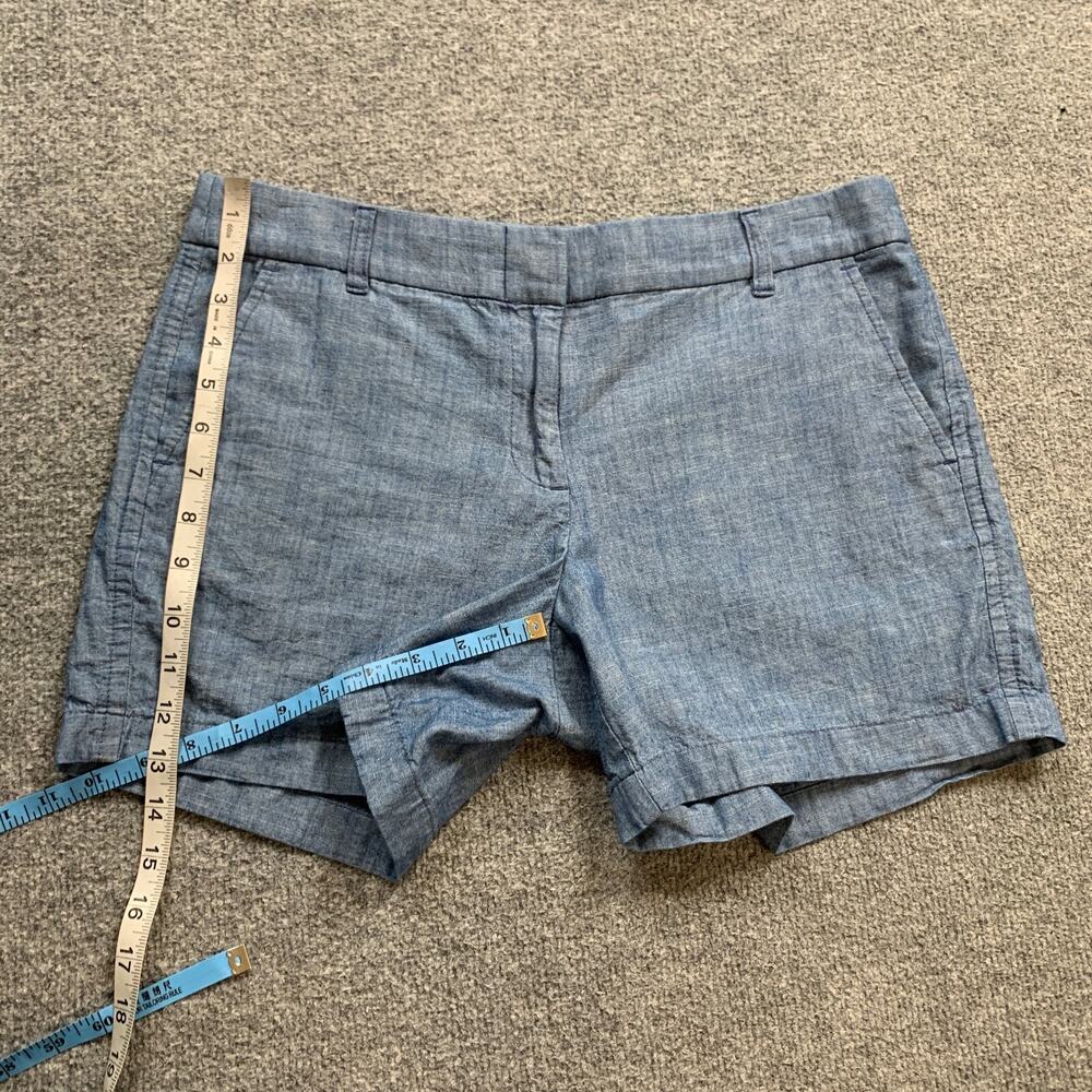 J Crew Shorts Women 8 Blue Classic Chambray Zip Fly Cotton Mid Rise Pocket Chino - Picture 7 of 12